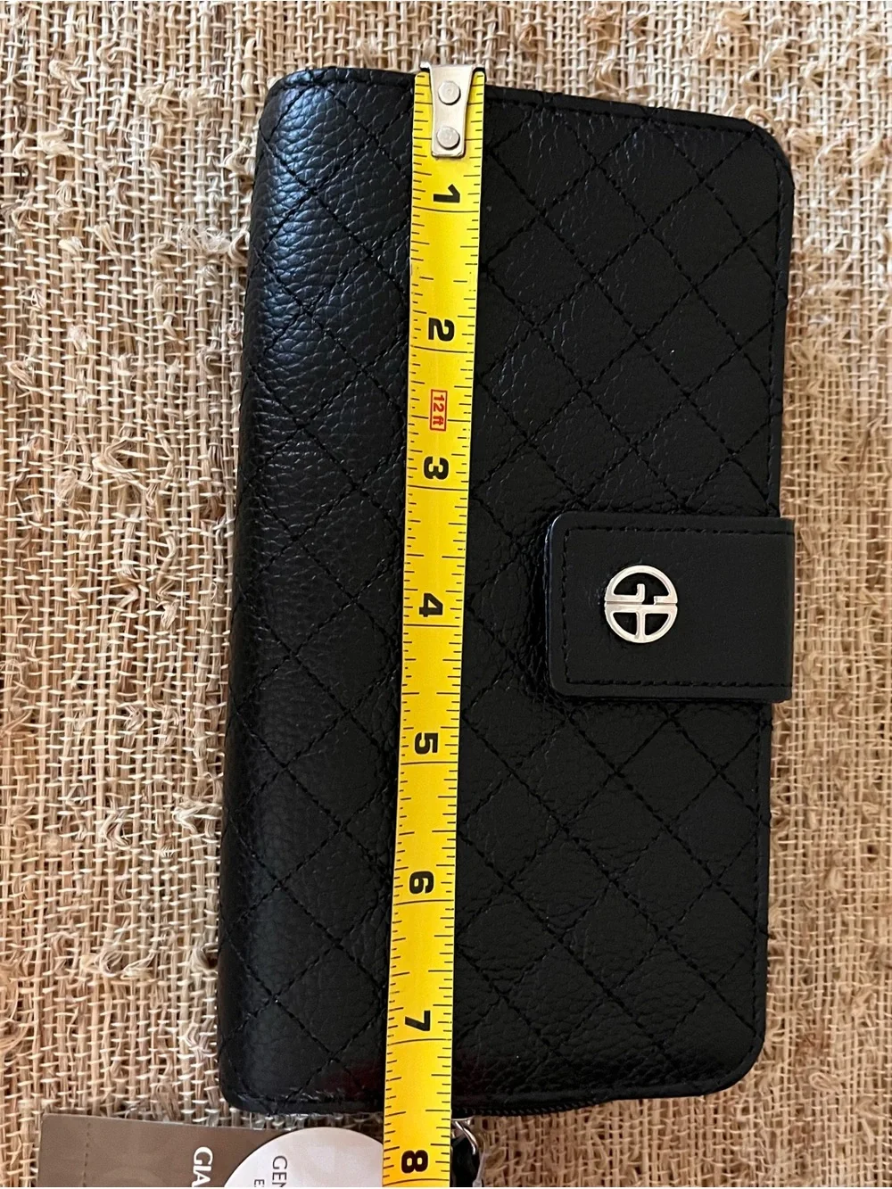 NWT Giani Bernini Black Quilted Leather Zip-Around Wallet with Turnlock